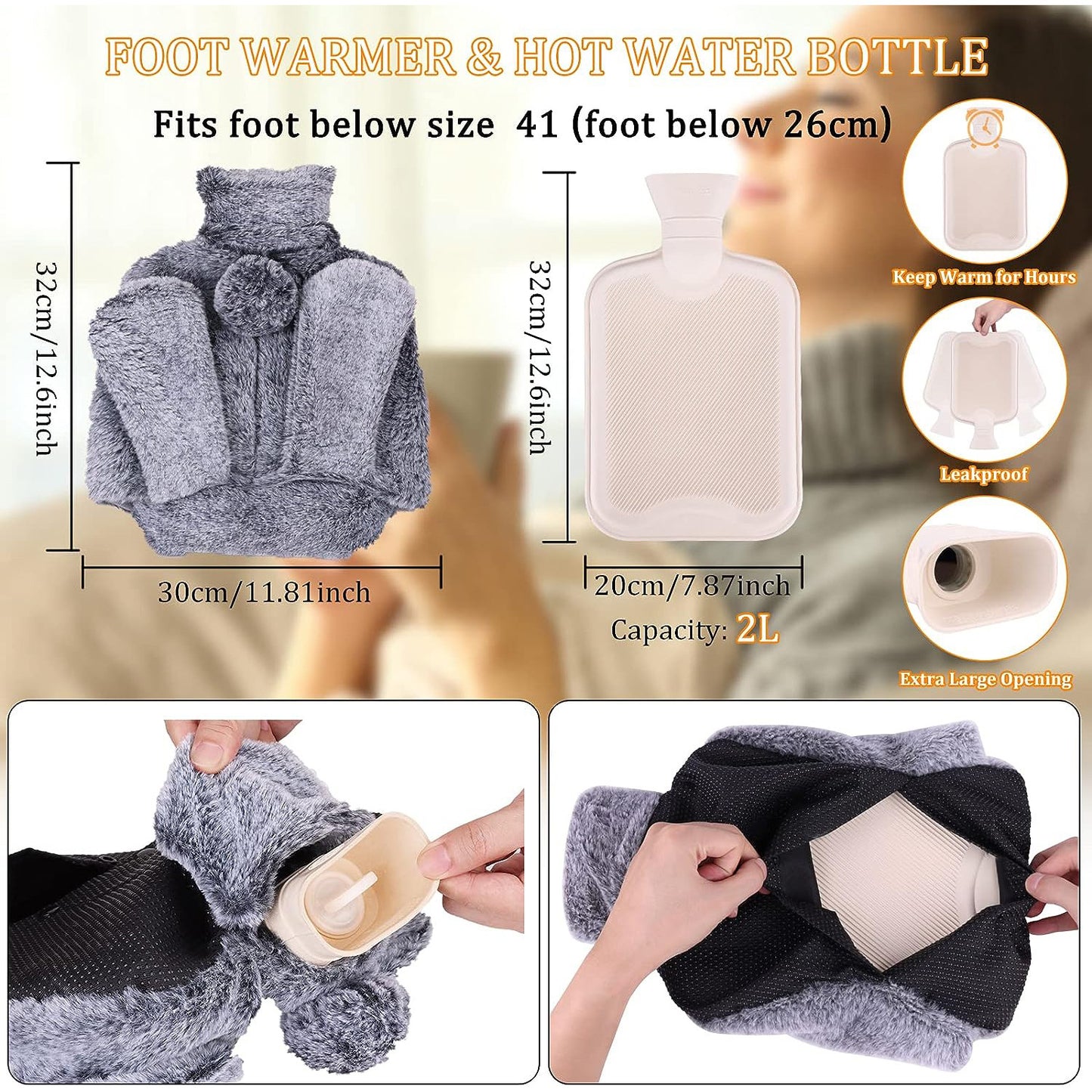 Hot Water Bag Warm Feet With Funnel Hook